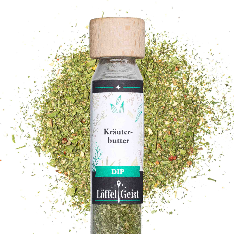 Kräuterbutter Dip im Reagenzglas