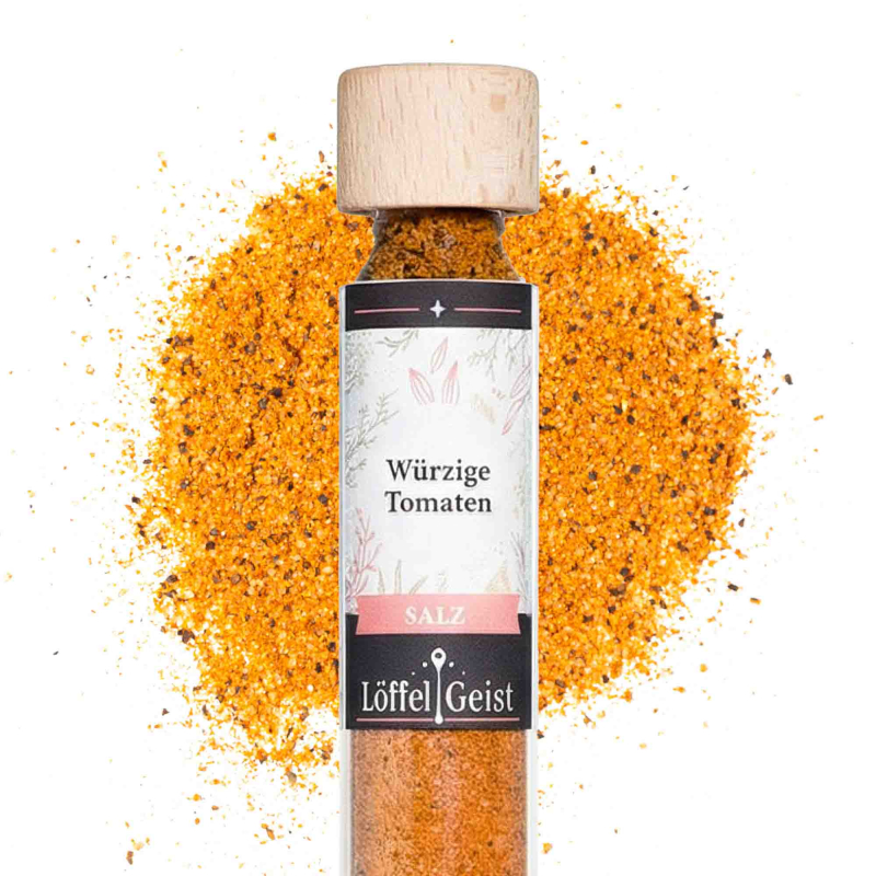 Würziges Tomaten Salz im Reagenzglas