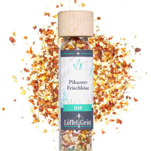 Pikanter Frischkäse Dip im Reagenzglas