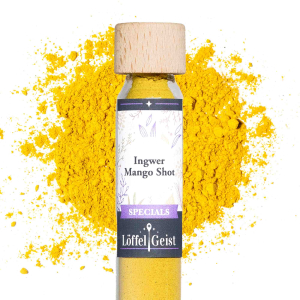 Ingwer Mango Shot Gewürzmischung im Reagenzglas